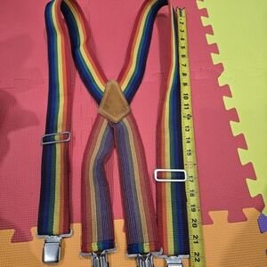Vintage Nicholas Rainbow‎ Striped Suspenders Braces Made in USA No. 113 Retro